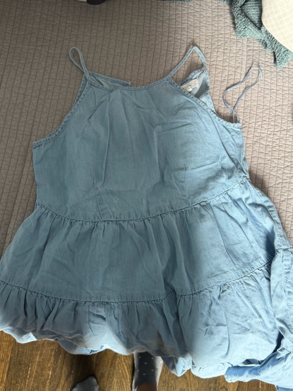 Light Blue Tiered Spaghetti Strap Dress